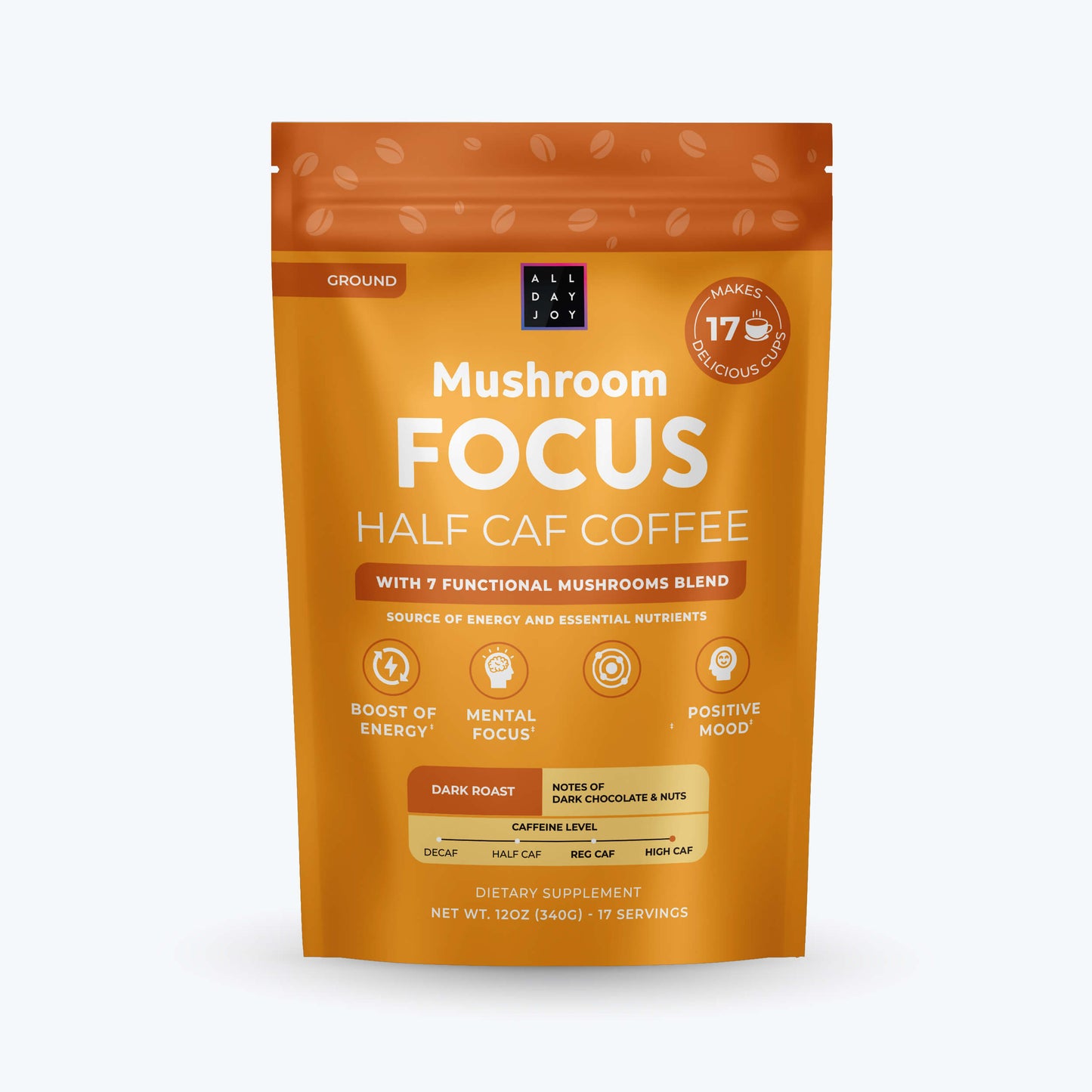 Mushroom Focus Half Caf Coffee, Ground