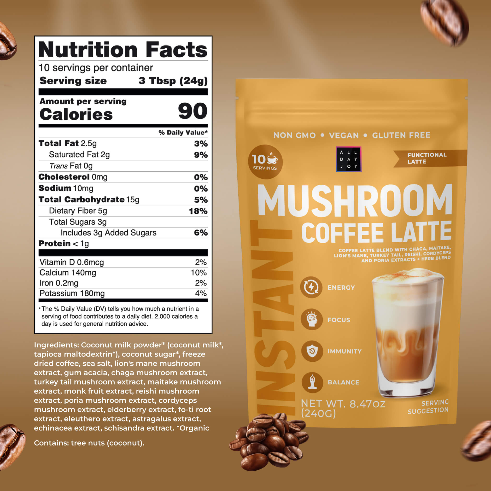 Mushroom Coffee Latte