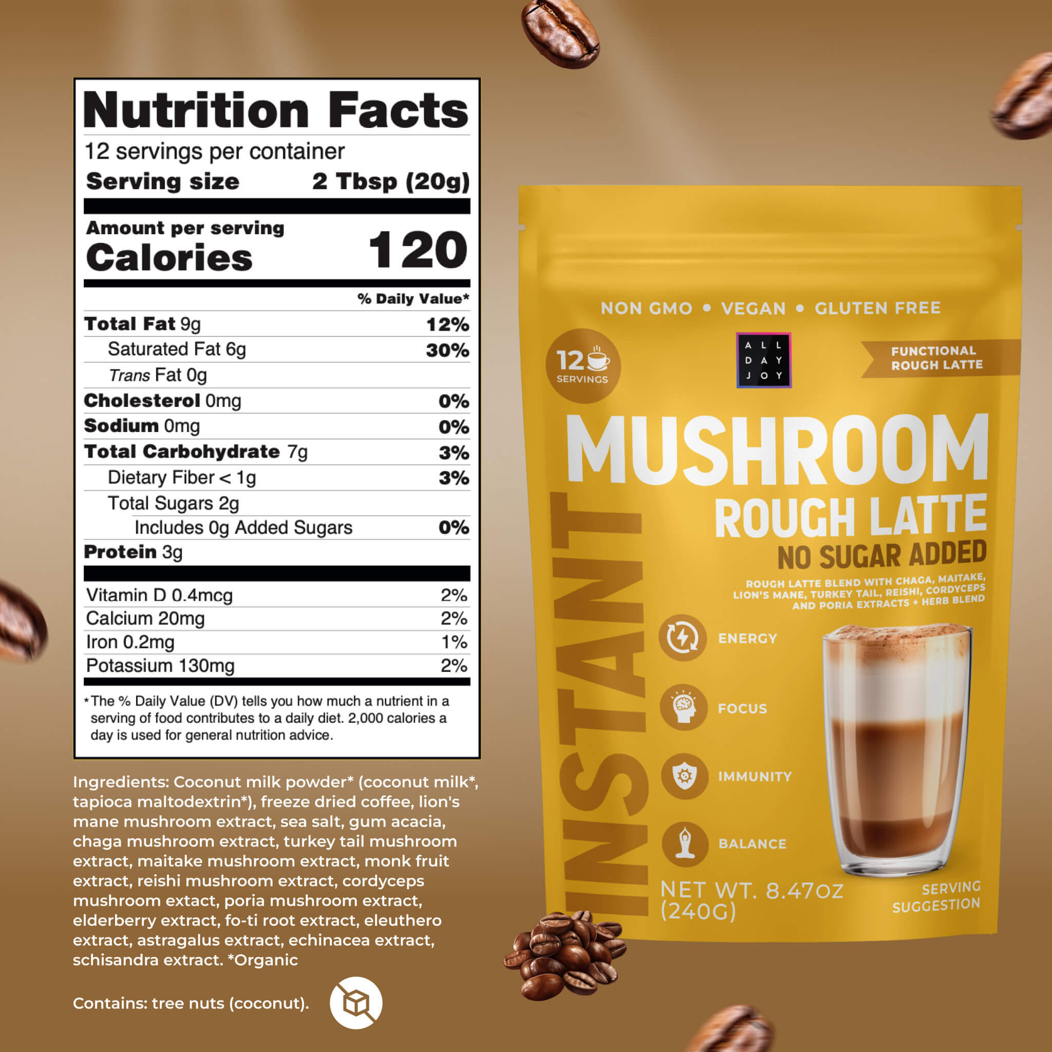 Mushroom Rough Latte No sugar added