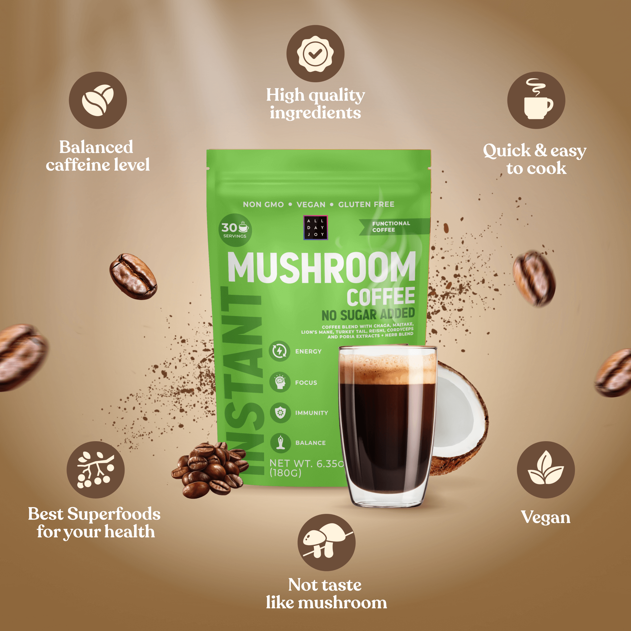 Mushroom Coffee No sugar added